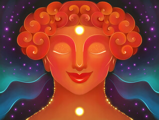 Radiant Buddha in Cosmic Glow