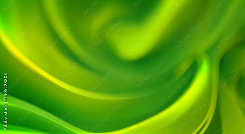 Poster abstract video background with smooth flowing green and yellow curves top down angle creates a dynam