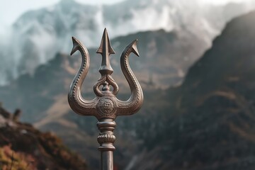 A Majestic Trishul: Symbol of Lord Shiva in the Himalayas