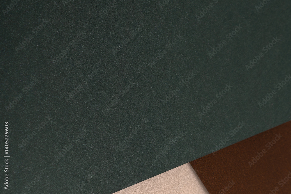 Poster paper background with matte texture. layered surface in pine green and chocolate brown tones, sleek 