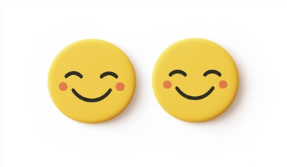 Smiling Emoticon Buttons Minimalist Design on White Background for Positive Concepts