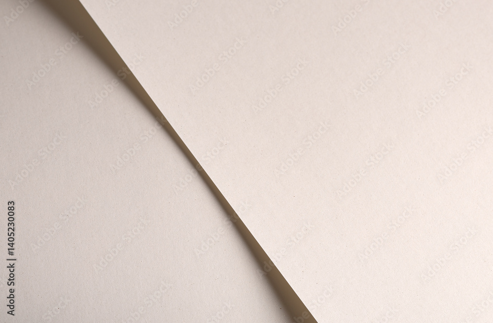 Fototapete paper background with matte texture. soft white and ivory surface with light beige curve and fold, s