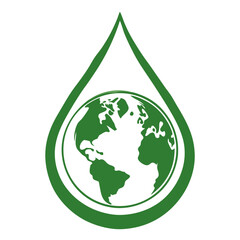  Green drop with Earth symbol inside