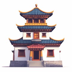 Obraz premium Iconic Asian Pagoda - A Traditional Architectural Marvel with Vibrant Colors and Ornate Design