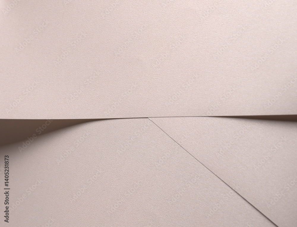Poster Paper background with satin pearlescent texture. Folded matte surface, angular overlap, smooth champagne and pale gold hue, elegant abstract layout with subtle contour and visual rhythm..