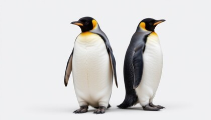 Fototapeta premium Majestic penguins standing together arctic region wildlife photography cool environment close-up view conservation awareness
