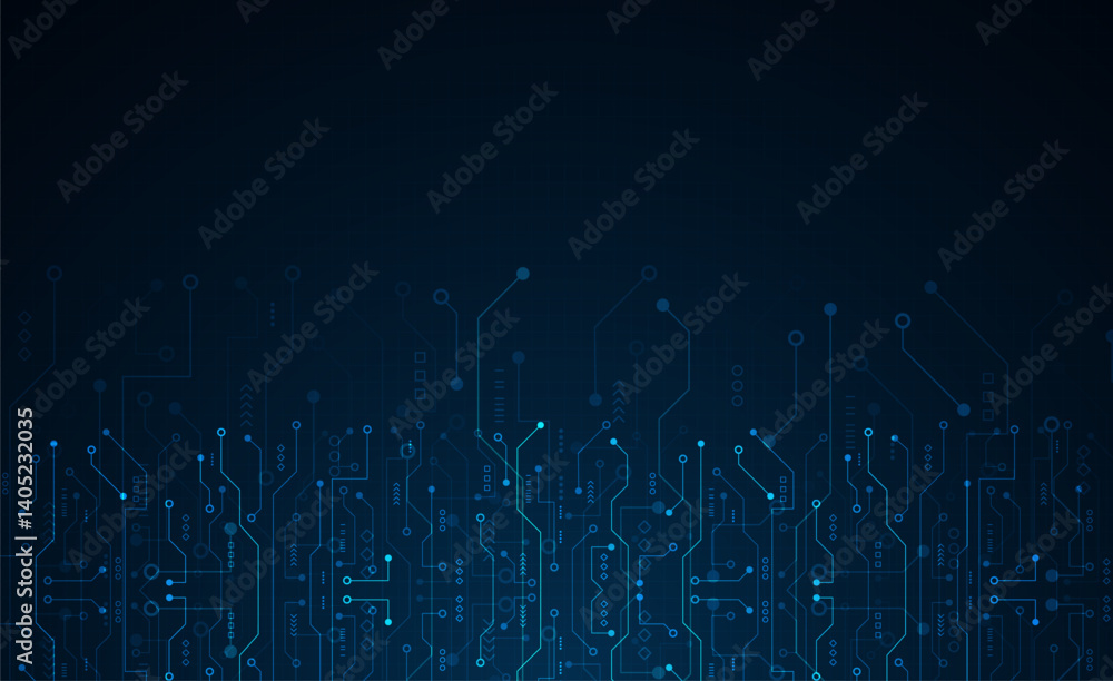 Poster Circuit connect lines. Network technology and Connection concept. Decentralized network nodes connections