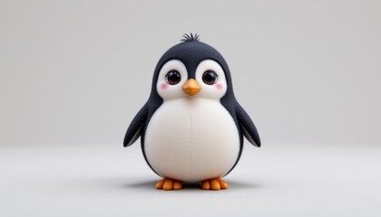 Obraz premium Cute penguin character studio setting 3d model playful environment front view adorable concept for kids