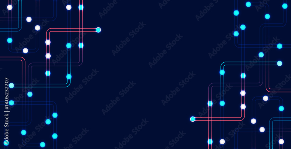 Poster circuit connect lines and dots. network technology and connection concept. decentralized network nod