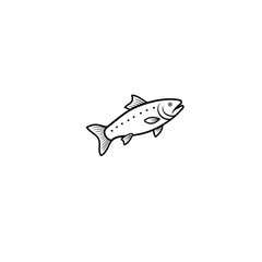trout fish one line art on white background