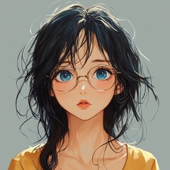 Cute anime girl with big expressive eyes and colorful hair standing in a fantasy landscape. Magical girl concept, vibrant anime style illustration, whimsical background, youthful character design, fic