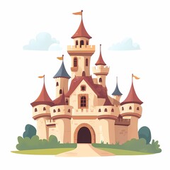 Fototapeta premium Enchanting Medieval Castle. A Fairy Tale Fortress and European Landmark in a Picturesque Park Landscape
