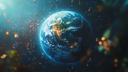 Obraz premium World environment with Earth in the center of a vibrant forest high resolution picture