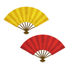 水彩の扇子のイラストセット