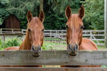 two horse with beautiful mane, light bright photo
