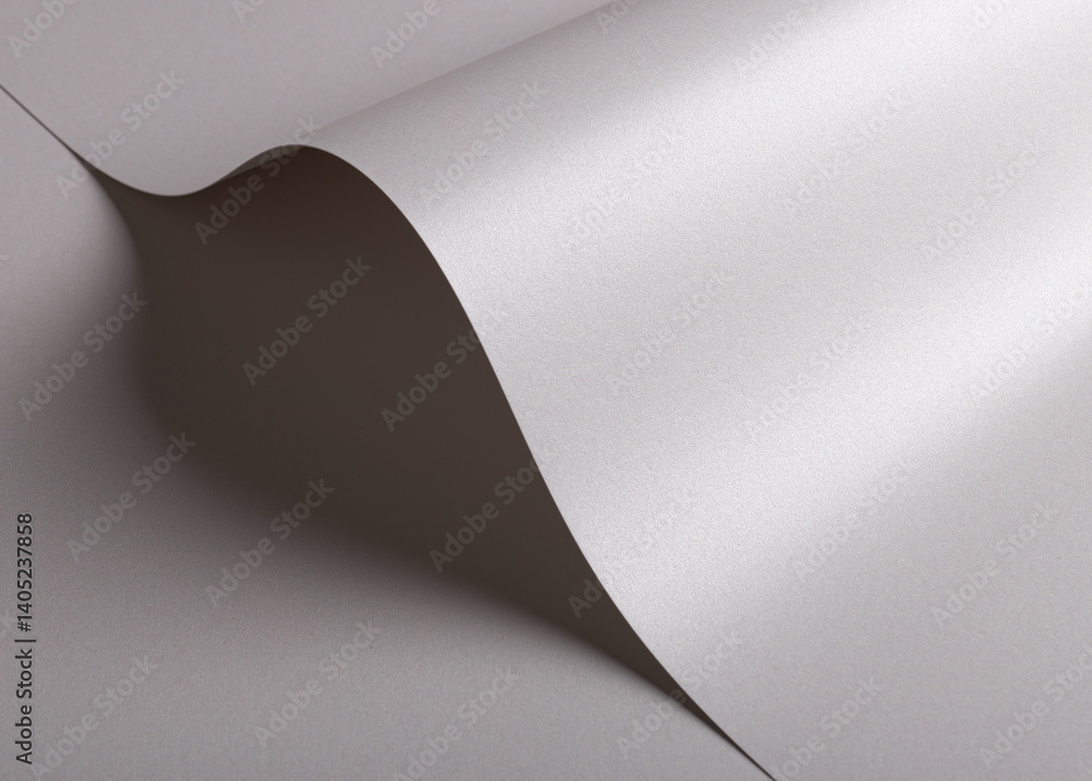 Aufkleber pearl satin paper background with a glossy, smooth texture and sculptural folded waves. icy silver a