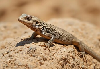 Fototapeta premium Desert Lizard Basking: A Sun-Drenched, Textured Portrait