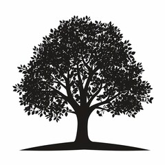Fototapeta premium Tree Silhouette Illustration. Black Foliage Artwork Depicting Natural Ecology and Seasonal Beauty in Lush Outdoor Environments