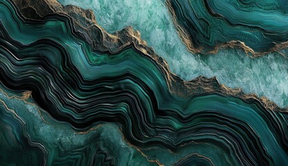 Fototapeta premium Deep teal and gold marble pattern