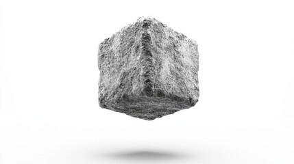 A gray cube floating in the air.