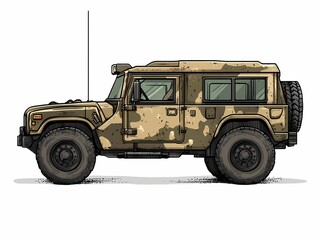 Military Vehicle Camouflage. High Mobility Off-Road Tactical Operations SUV for Defense and Expedition