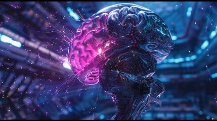 Obraz premium Machine learning neural network background