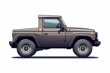 Fototapeta premium Classic 4x4 Off-Road SUV Illustration. Cartoon Adventure Machine for Rugged Terrain Exploration