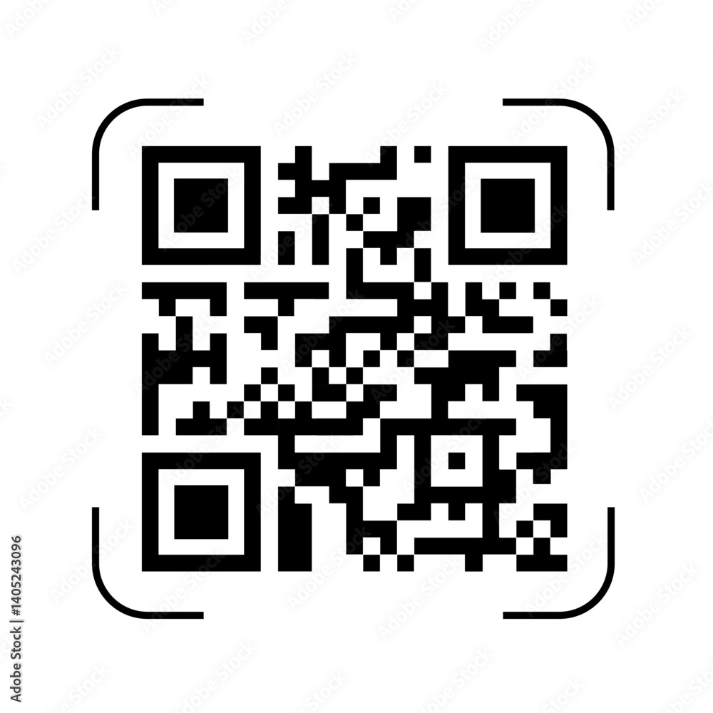 Poster qr code with scaning frame. modern design for app, payment, smart technology. flat vector illustrati