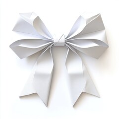 A beautiful, intricate white bow made from layered material, perfect for decorations or gifts.
