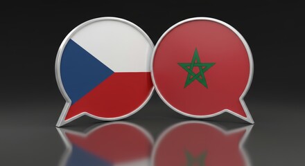 Dialogue between Czech Republic and Morocco depicted in glossy speech bubbles
