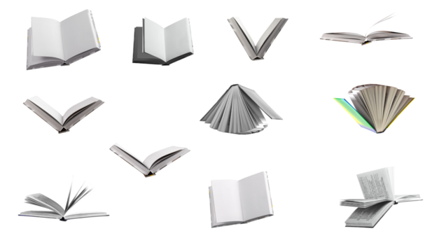 Open book with blank pages, symbolizing education and knowledge. Perfect for reading, studying, and learning at school, university, or library. Creative, modern design