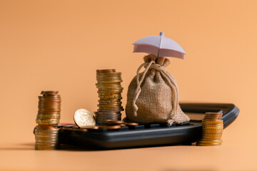 Insurance background money coin concept business protection finance sale financial investment buy...