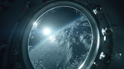 View of Earth from a spacecraft window during a mission in low Earth orbit