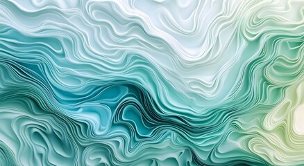 Abstract blue and green fluid waves art