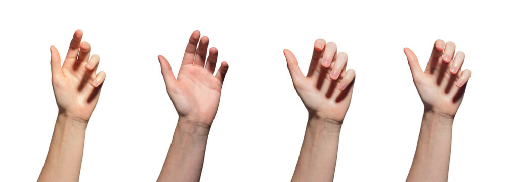hand reaching out, ready to grab or hold something. Palm open with fingers extended, symbolizing offering or receiving. Closeup view of a hand in a sunny setting, isolated on white background, ideal.