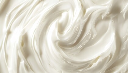 Creamy swirl texture of white whipped cream or lotion close-up