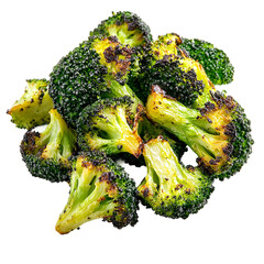 vegan roasted broccoli photographed from side with herbs
