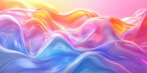 Obraz premium Vibrant abstract waves in soft pastel colors create an ethereal landscape that captures the beauty of flowing patterns