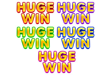 Set of isolated colorful casino style labels. Huge Win