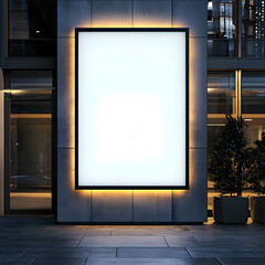 advertising lightbox on the wall in city without frame only wall