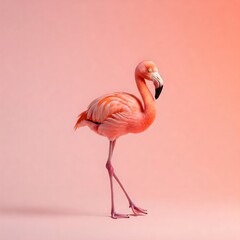 Fototapeta premium Elegant Pink Flamingo in a Studio Setting