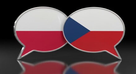 Fototapeta premium Dialogue between Poland and Czech Republic: A 3D Rendering of Overlapping Flags