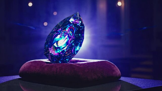 Powerful rare gem glowing with energy, mystical mineral light