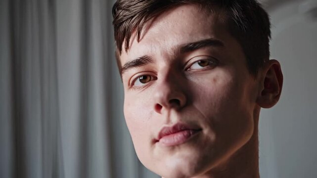 Non-binary person smiling into camera, inclusive portrait of joy