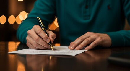 Signing Important Documents: A Person Focused on Legal Papers With Pen