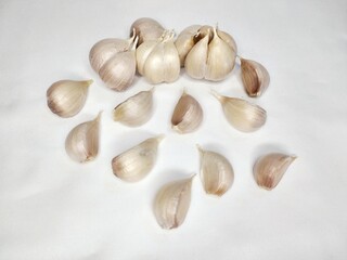 Close-up Garlic with a white background. Indonesia April 2025