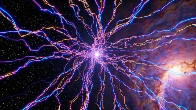 Awakening cosmic consciousness, light rays piercing through universe