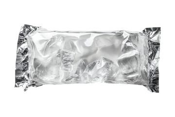 Fototapeta premium Refreshing ice cubes in a sealed foil pouch ready for chilling drinks Crystal clear ice perfect for cocktails ready to