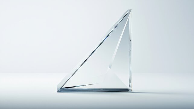 A triangular prism made of clear glass.