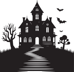 haunted houses vector flat illustration